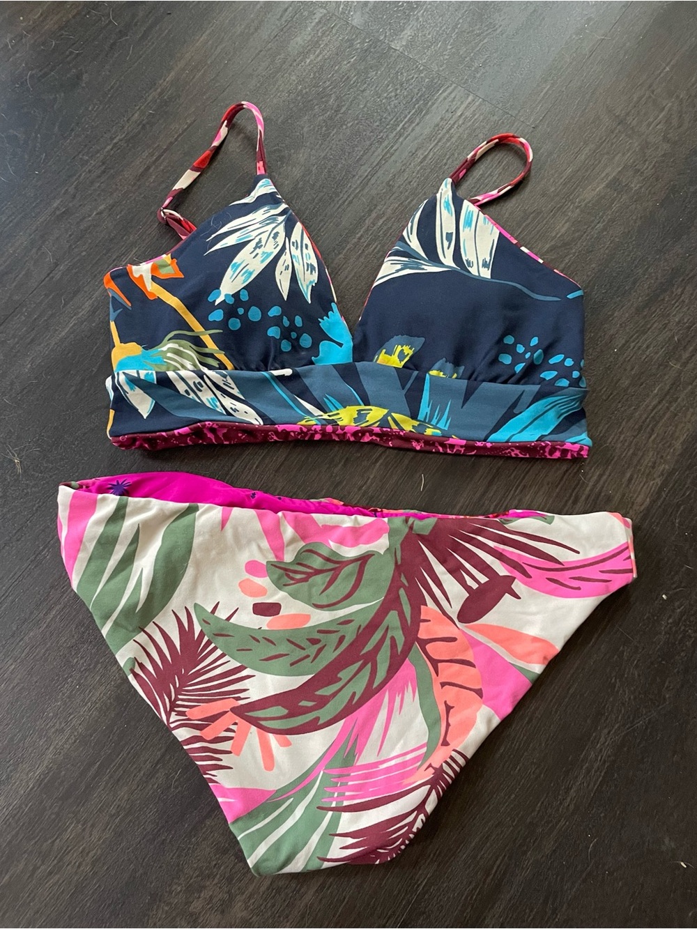 Maaji Pink Floral & Magenta Reversible Bikini Set - Picture 5 of 5